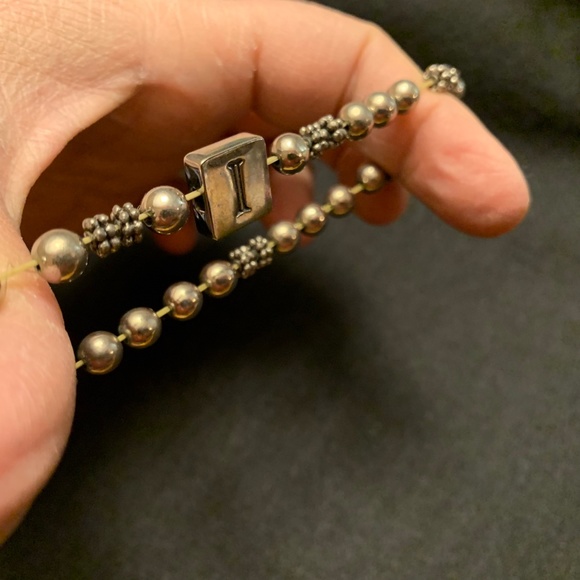 Monogram Initial I silver charm bracelet, stretch - Picture 5 of 5